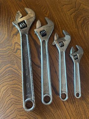 4 Adjustable Wrenches 12”, 10”, 8” & 6”